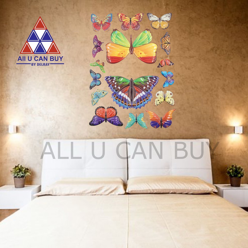 ALL U CAN BUY สติ๊กเกอร์ สติ๊กเกอร์ติดผนัง ลายผีเสื้อ