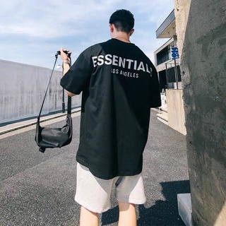 Essentials เสื้อยืดแขนสั้น ผ้าฝ้าย พิมพ์ลาย ทรงหลวม สะท้อนแสง แฟชั่นคู่รัก สําหรับผู้ชาย และผู้หญิง