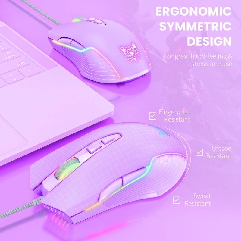 Mojito 6400DPI Usb Led Backlit เมาส์แบบมีสายสําหรับคอมพิวเตอร์สํานักงาน #8