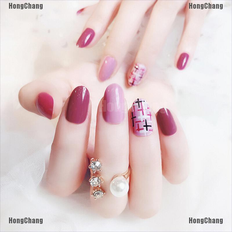 Lhgc 24pcs Pink Fake Nails Art Tips Acrylic Nail False Full Cover Manicure Decor Liv 4483