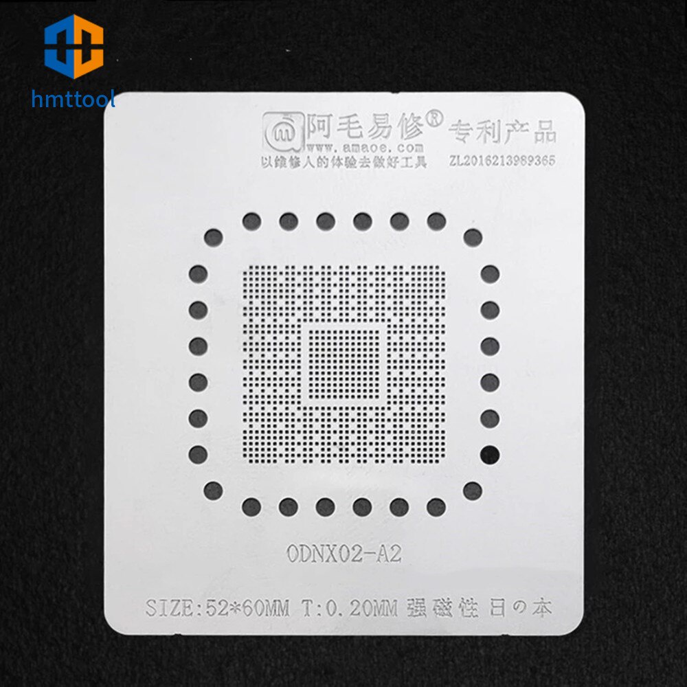 0.20 มม.Amaoe ODNX02-A2 BGA ลายฉลุสําหรับเกมเครื่องเล่นสวิทช์ CPU Reballing IC Pin Solder ดีบุกพืชสุทธิสแควร์รู