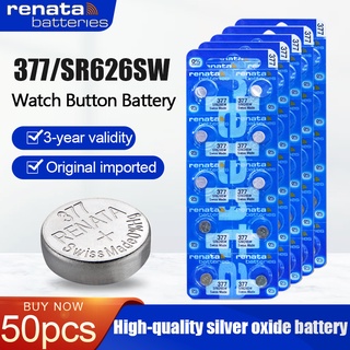 50PCS Original Renata 377 SR626SW AG4 LR626 SR66 V377 Button Coin Cell 1.55V Silver Oxide Battery For Toys Watch Swiss M