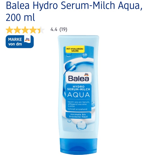 Balea hydro serum Aqua Milch บอดี ้ โลชั ่ น