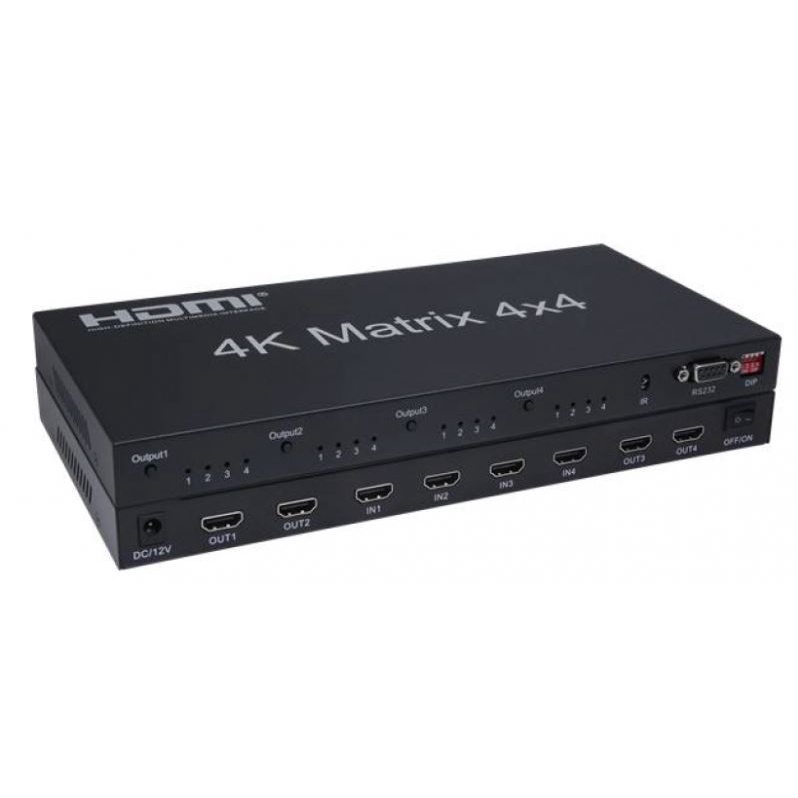 4K HDMI MATRIX 4X4 รุ่น SM44H HDMI Matrix Switch 4x4 รองรับความละเอียด EDID สูงสุด 4Kx2K.