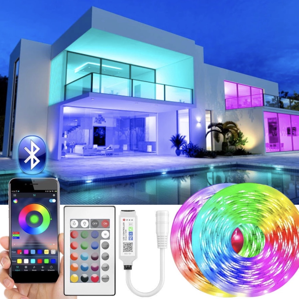 ไฟห้อง led RGB ไฟริบบิ้น การซิงโครไนซ์เพลง 5-40M ไฟแต่งห้อง ไฟแต่งห้อง Led ไฟห้อง ไฟริบบิ้น ไฟวิ่ง ของแต่งห้อง