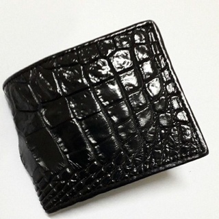 crocodile wallet lacing baby crocodile กระเป๋าสตางค์จระเข้แท้สีดำ