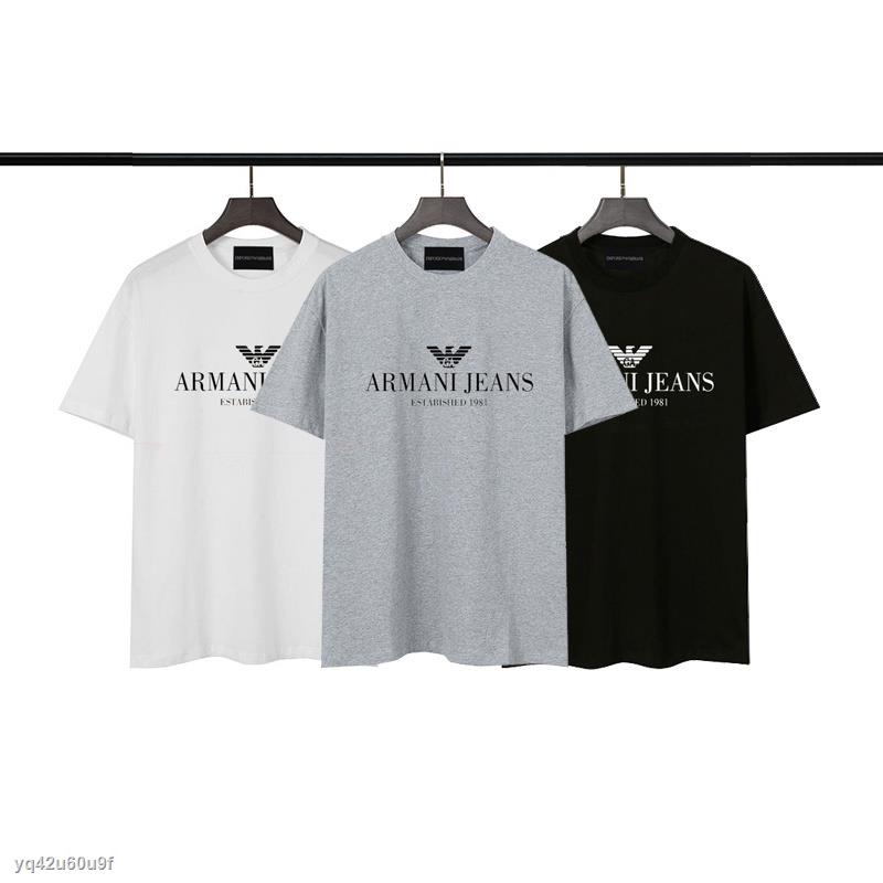 ●☄✧พร้อมส่ง Emporio Armani เสื้อยืดลําลองแฟชั่นสําหรับ Unisex ผ้าฝ้ายแขนสั้นพิมพ์ลาย Emporio Armani 