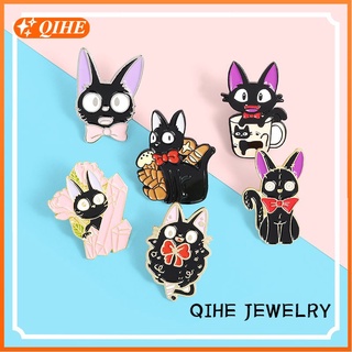 6 Style Kawaii Kikis Delivery Service Cartoony Lapel Hard Enamel Pins Bag Lapel Pin Cartoon Badge Jewelry Gift for Kids Friends