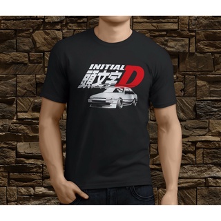 ROUND คอลูกเรือเสื้อยืด ผ้าฝ้าย พิมพ์ลายกราฟฟิค Initial D AE 86 สําหรับผู้ชาย GFDSF61EW3704-4XL