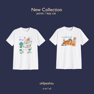 💥 Lazy Cat / Picnic T-Shirt 🏡💐🍸🥯