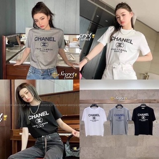 Chanel เสื้อยืด คอกลม ชาแนล สกรีนลายนูน ผ้าคอตตอนเนื้อดี เสื้อยืดแฟชั่น