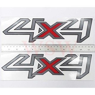 1ชุด(2ชิ้น) สติ๊กเกอร์ 4x4 สีเทา-แดง ติดตกแต่งรถ ฟอร์ด เรนเจอร์ ทุกรุ่น 4WD FORD RANGER 1998-2019 PE PJ PK