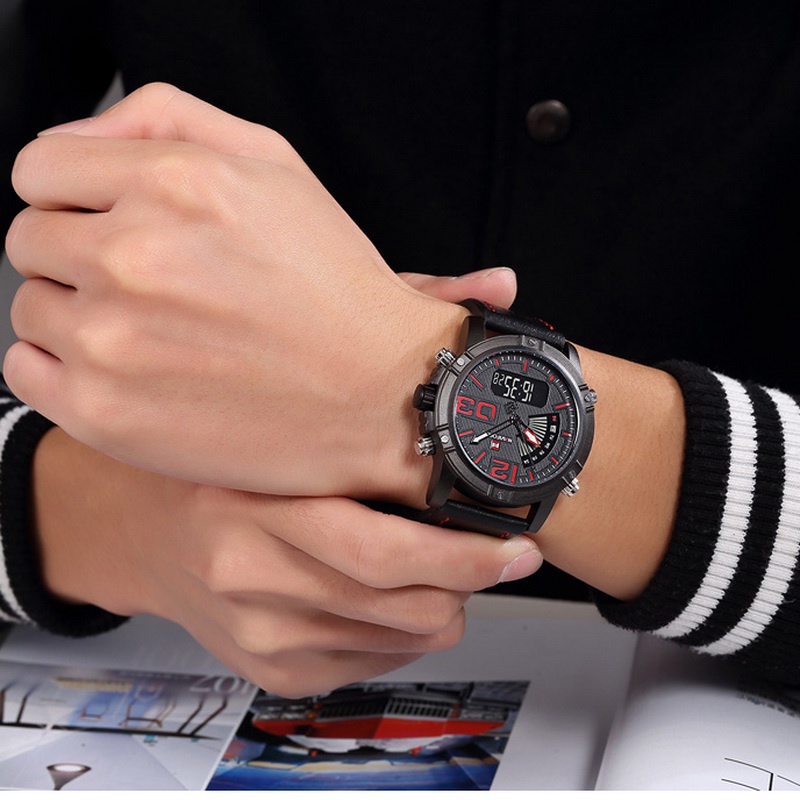 Naviforce  นาฬิกาข้อมือผู้ชาย สปอร์ตแฟชั่น รุ่น NF9095 สายหนัง กันน้ำ ระบบอนาล็อก