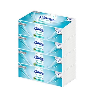 KLEENEX คลีเน็กซ์ ซิลค์กี้สมูท ซอฟท์บ๊อกซ์ กระดาษเช็ดหน้า หนา 3 ชั้น 70 แผ่น (แพ็ค 4 ห่อ)