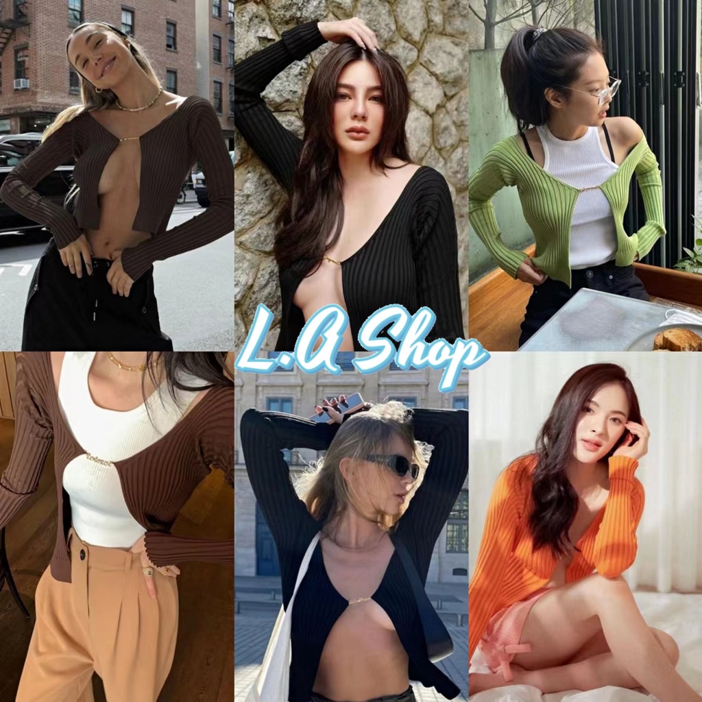 L.A Shop  พร้อมส่ง เสื้อไหมพรม เว้าหน้าอกสุดเซ็กซี่สายฝอต้องมี ผ้าร่องนิ่ม "DX-JS"