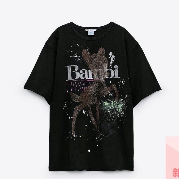 เสื้อยืดใหม่ZARA Summer New Disney Bambi เสื้อยืดพิมพ์ลาย เสื้อยืดพิมพ์ลาย-3XL