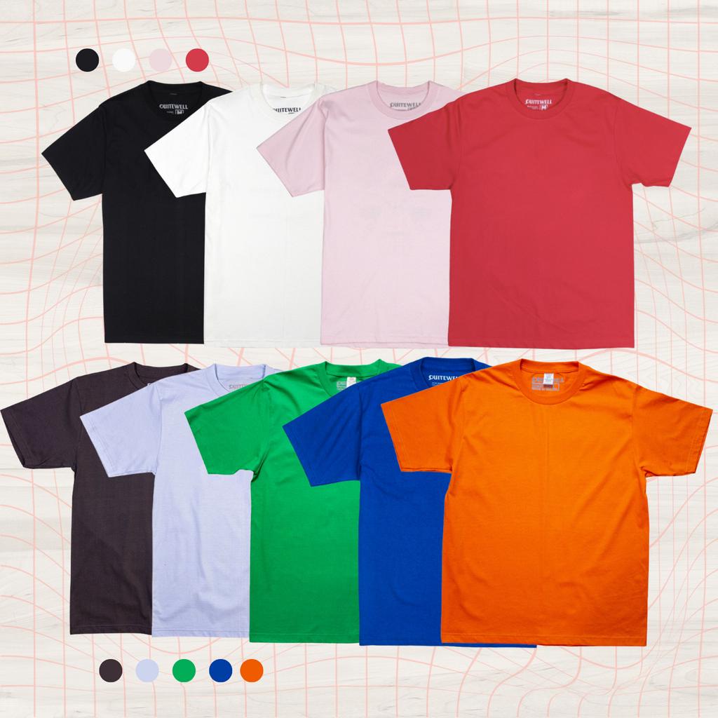 QUITEWELL เสื้อยืดแขนสั้น BLANK TEE เสื้อเปล่าราคาพิเศษ ผ้าใส่สบาย สีดํา ขาว ชมพู แดง เทาดิน ฟ้า ส้ม เขียว
