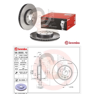 09 B355 11 จานเบรค ล้อ F (ยี่ห้อ BREMBO) รุ่น UV Chevrolet Cruze 1.6 1.8 ปี 2010-&gt;