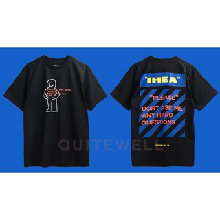 เสื้อยืดผ้าฝ้าย QWT78-1 IHEA x OW BLACK เสื้อยืดสีดำ