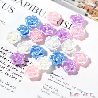 เครื่องประดับผมเรซิ่น Ab ลายดอกกุหลาบหลายสีสัน 10 ชิ้น