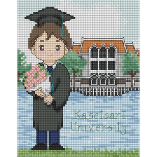 ชุดปักครอสติช รับปริญญา Congratulations ชาย ม.เกษตรฯ (CG-KU01) ชุดปักครอสติช ภิญญ์ ,Cross Stitch Kit Pinn (Pre Order)