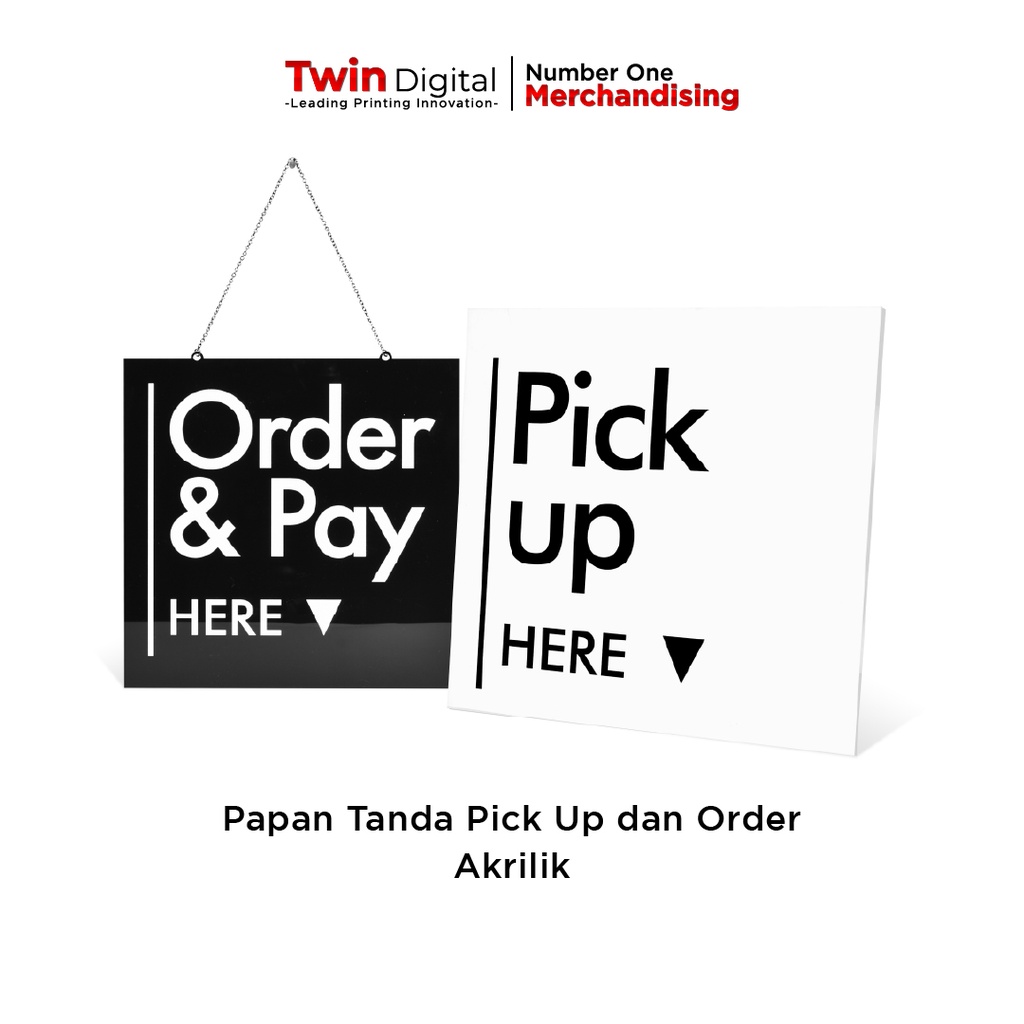 TWINDIGITAL SIGN WALL DECOR PICK UP ORDER PAY- ACRYLIC PICKUP PAYMENT ORDER BOARD