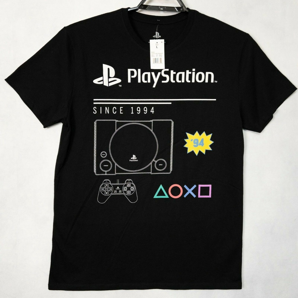 เสื้อยืดผ้าฝ้าย ขายดี เสื้อยืดผ้าฝ้ายแท้ พิมพ์ลาย Playstation Since 1994 สีดํา ขนาดใหญ่ พร้อมป้ายแท็ก ของขวัญวันเกิด