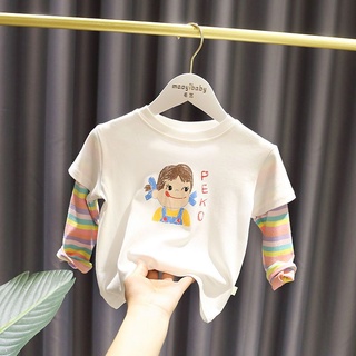 [Babycat] พร้อมส่ง ลดกระหน่ํา เสื้อยืดแฟชั่น ลายการ์ตูนน่ารัก สีรุ้ง สไตล์เกาหลี ญี่ปุ่น สําหรับเด็กผู้หญิง อายุ 1-5 ปี