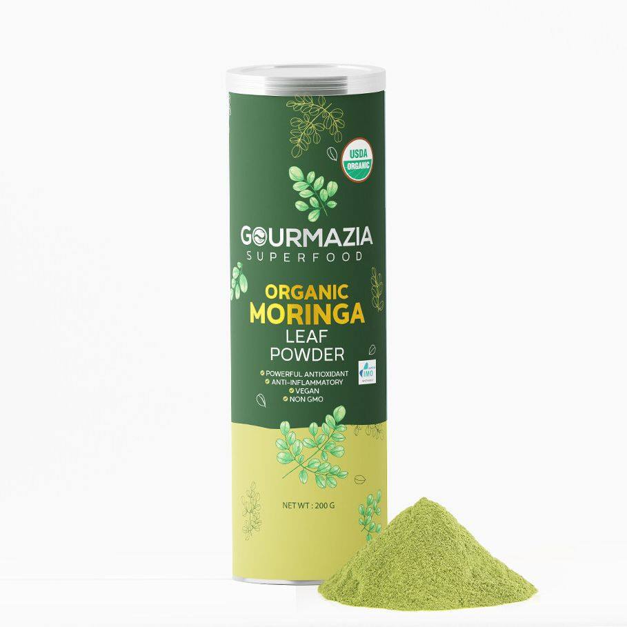 ผงใบมะรุม Moringa powder 200g USDA Organic Great in Drinks and Smoothies - Premium Grade Superfoor