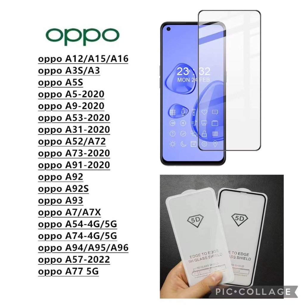 ฟิล์มกระจก OPPO เต็มจอ 5D A5/A9 2020 narzo 30A Realme 8 5G 20Pro A31 A93 A53 Reno 2 2F A12 F11 Pro F