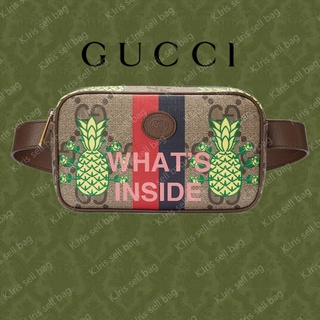 Gucci/ GG/ Gucci Pineapple series GG Supreme ผ้าใบสะพายข้าง