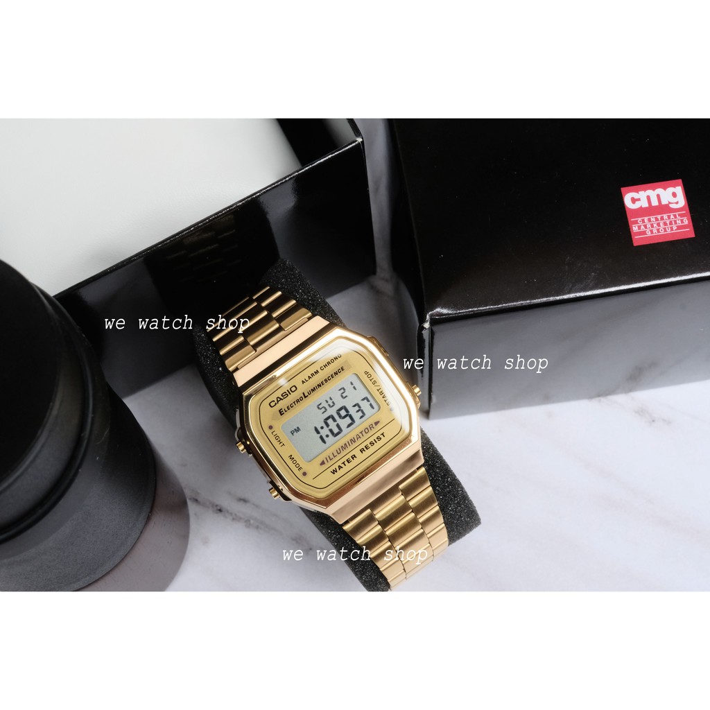 CASIO ของเเท้ เครื่องศูนย์ CMG รุ่น A168WG-9WDF สีทอง สายเหล็ก ประกันศูนย์ CMG  A168WG-9  A168WG  A168  A168WG-9W