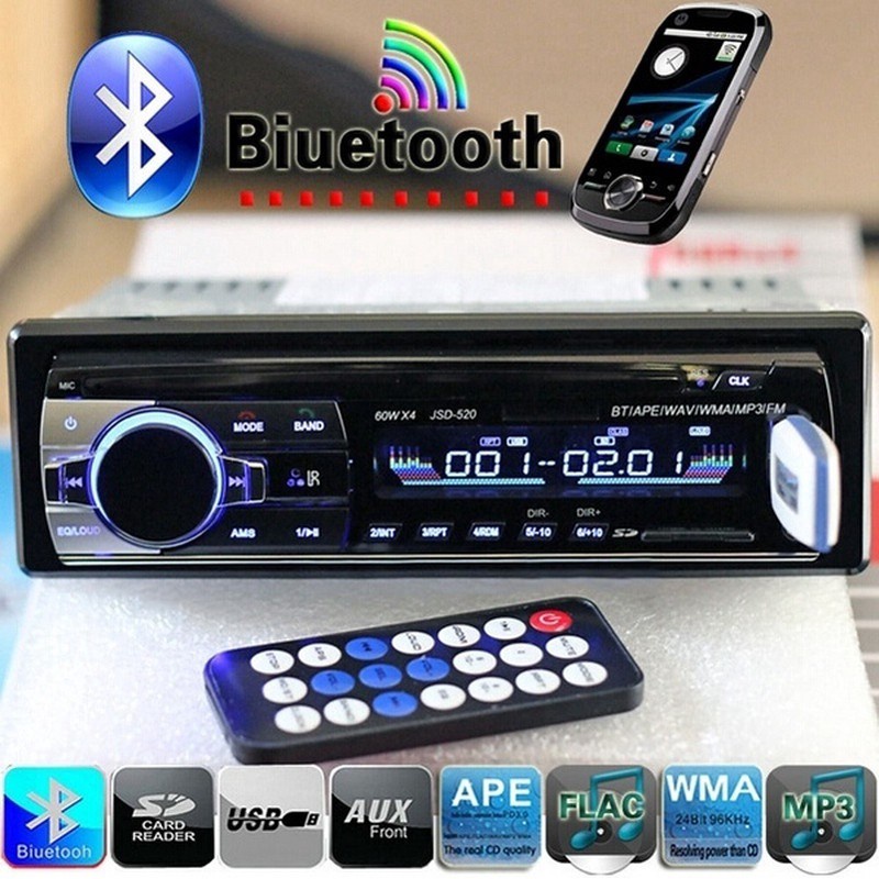 ✅JSD-520 วิทยุติดรถยนต์ Bluetooth เครื่องเล่น MP3 เครื่องเล่นมัลติมีเดีย MP3/USB/SD/AUX/FM/TF พร้อมรีโมทคอนโทรล