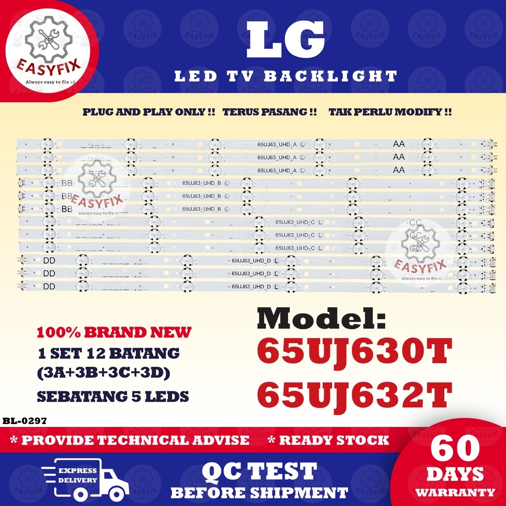 65UJ632T 65UJ630T LG / 65 INCH LED TV BACKLIGHT (โคมไฟทีวี) 65UJ630 65UJ632 Mla9 / ( โคมไฟ)