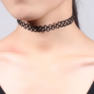 1 ชิ้น สร้อยคอ Tattoo Choker  ใส่แล้วเหมือนมีรอยสักรอบคอ สีดำ ยาว 28 cm