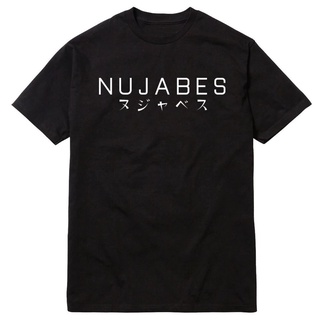 เสื้อยืดคอกลม  เสื้อยืดผ้าฝ้าย 100% คอกลมพิมพ์ลาย Nujabes Script Hiphop Graceful แฟชั่นผู้ชายผ้าฝ้ายแท้