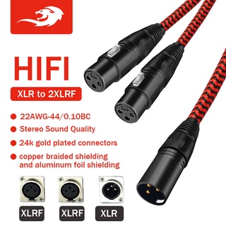 Golley LION XLR Male to Dual XLR Female สายเคเบิ้ลเสียง สําหรับเครื่องขยายเสียงไมโครโฟน สีแดง