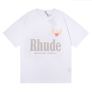 ผ้าฝ้ายคอกลมเสื้อยืดแขนสั้นลําลอง ผ้าฝ้าย พิมพ์ลาย RHUDE Grand Prix High Street พลัสไซซ์ สําหรับผู้ชาย และผู้หญิงfrom S-