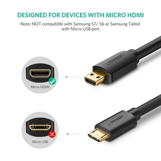 UGREEN รุ่น HD127 สาย Micro HDMI to HDMI รองรับ 4K 60Hz/FHD/3D หัวต่อชุบทอง สายยาว 1-3m