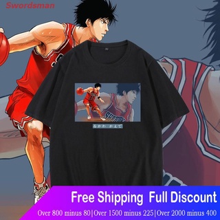 เสื้อยืดสีขาวเสื้อยืดคอกลม ผ้าฝ้าย พิมพ์ลายกราฟฟิคอนิเมะ Swordsman shokoku slam dunk สําหรับผู้ชาย V8ZSS-4XL