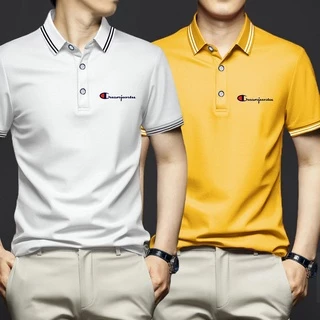 สีดำ สีขาว เสื้อโปโล แขนสั้น คอปก โอเวอร์ไซซ์ สีพื้น แฟชั่นสําหรับผู้ชาย ไซซ์ M-5XLเสื้อผู้ชาย เสื้อคอปกผู้ชาย