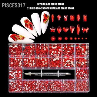 Pisces317 ชุดปากกาจุดหิน 600+2500 ชิ้น สีแดง สําหรับตกแต่งเล็บ Diy