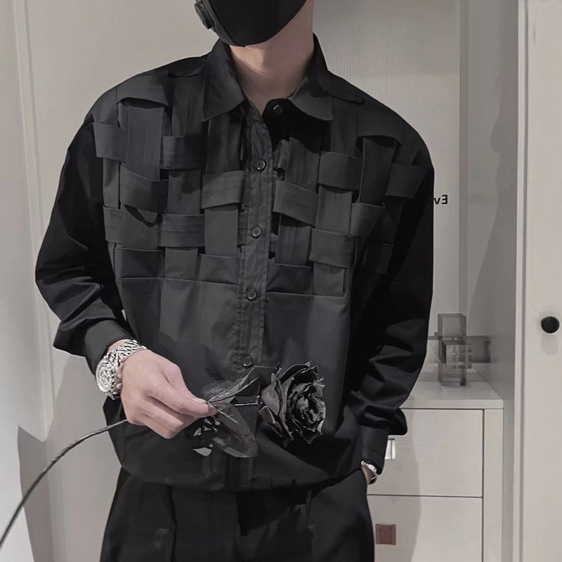 เสื้อแขนยาว ออกแบบสตรีทสวมเสื้อเชิ้ตแขนยาวผู้ชายหล่อท็อปส์ฤดูใบไม้ผลิฤดูใบไม้ร่วงเสื้อแจ็คเก็ต