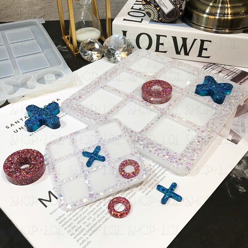 เกม DIY Triumphant XO Tic-Tac-Toe Board แม่พิมพ์ซิลิโคนของขวัญ xO Squirmophone แหวนหยดน้ําซิลิโคนซิล