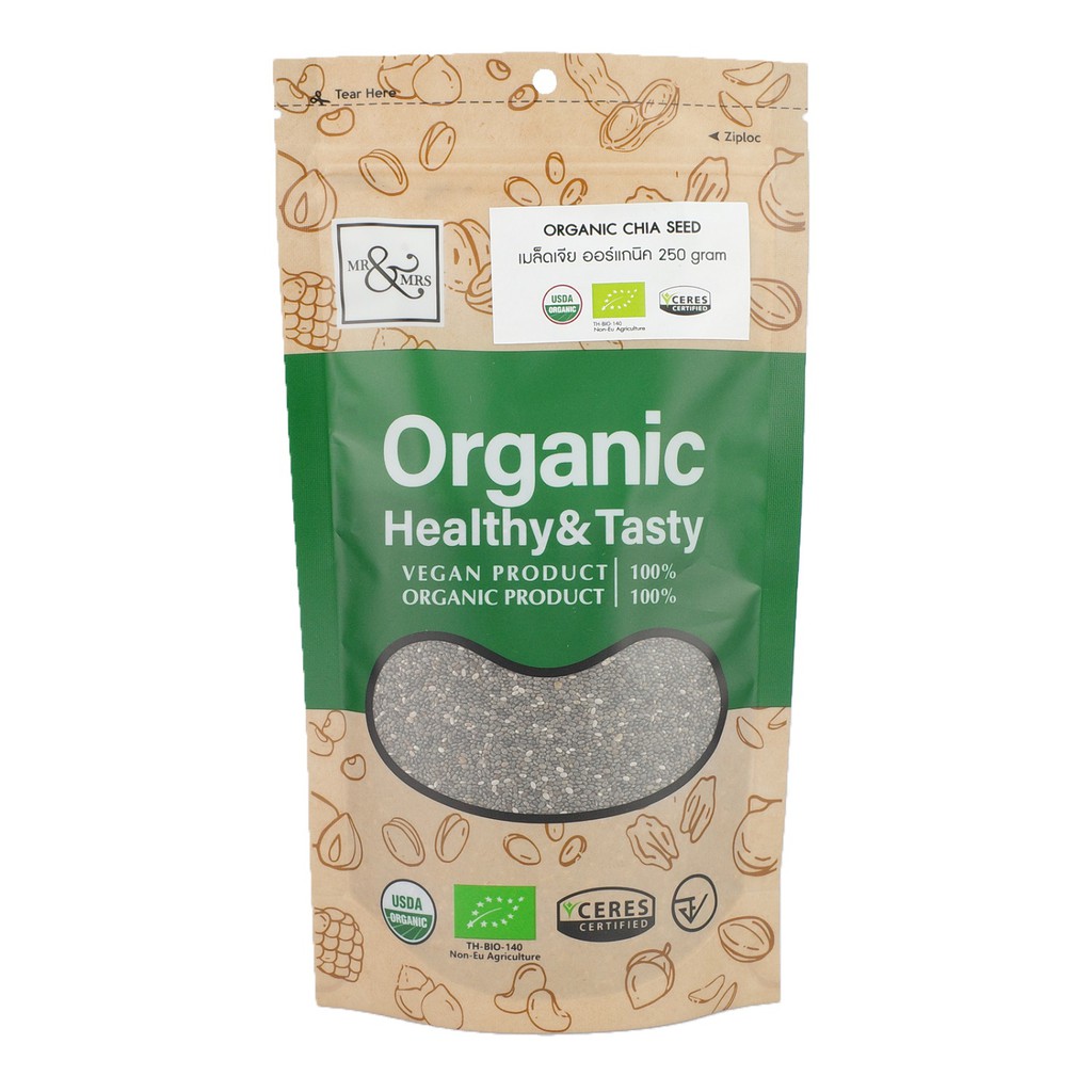 เมล็ดเชีย ออร์แกนิค ตรามิสเตอร์แอนด์มิสซีส 250กรัม/Organic Chia Seed (Mr.&Mrs.Brand) 250g