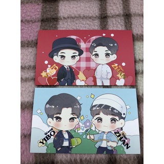 [พร้อมส่ง] Photo card  Fanart Yibo / XiaoZhan ปั๊มฟรอยสีน้ำเงิน และ ปั๊มโฮโลแกรม