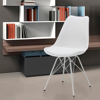 [กทม. 3-5 วัน ส่ง] SB Design Square เก้าอี้เหล็กเบาะหนัง รุ่น Ashira สีขาว (49x55x85) แบรนด์ SB FURNITURE