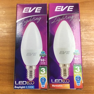 หลอดไฟ LED 3 วัตต์ Warm White EVE LIGHTING รุ่น ECO CANDLE E14