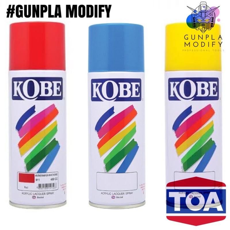KOBE สีสเปรย์กระป๋อง สี Red, Blue, Yellow จาก TOA 400 cc
