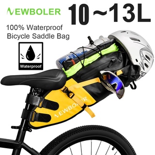 NEWBOLER 100% กันน้ำ 10 ~ 13L ขนาดใหญ่ความจุกระเป๋าจักรยานอานจักรยานพับหางกระเป๋าขี่จักรยานกระเป๋าเป้สะพายหลัง